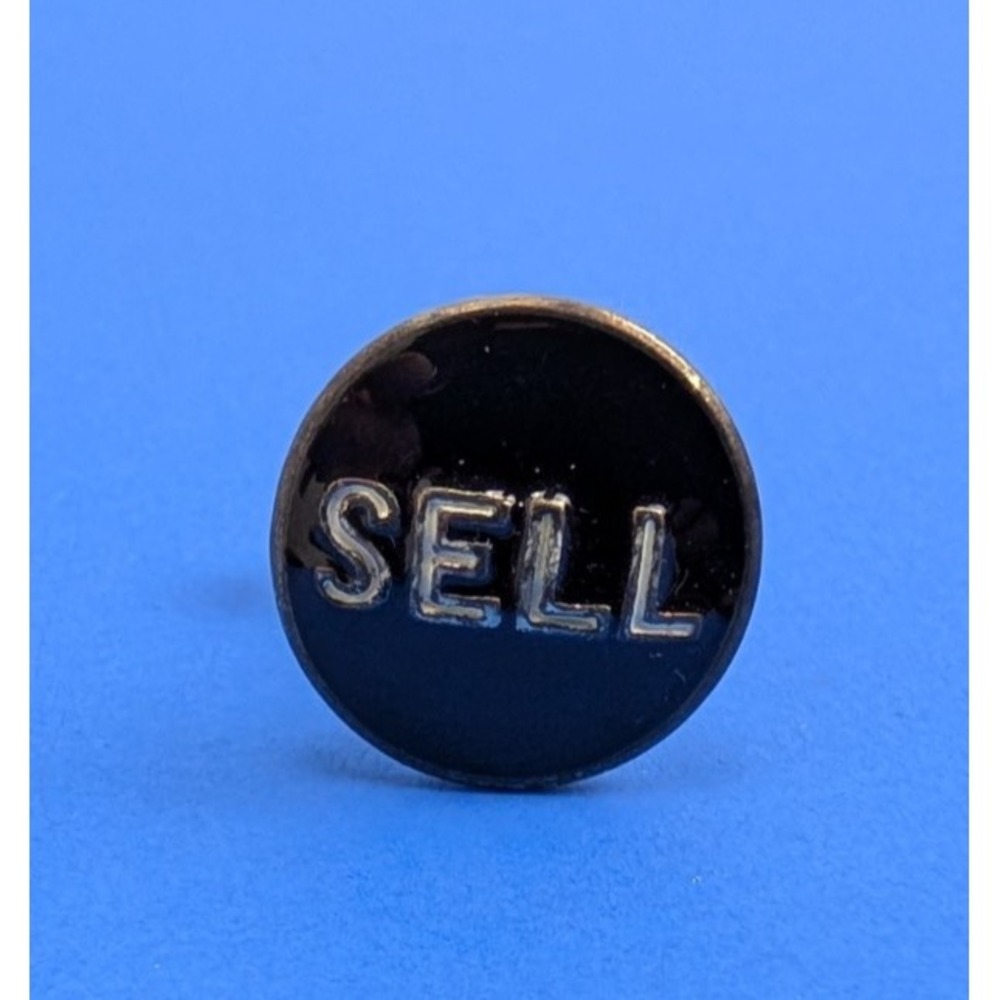 Vintage Silver Tone Black Enamel "Sell" Cash Register Cuff Link Pin Button